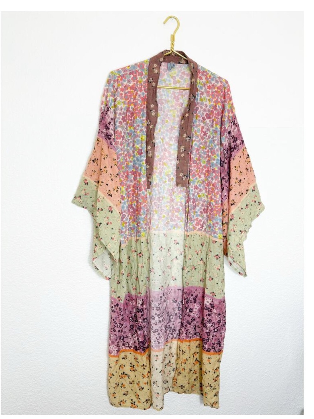 Anthropologie Blank London Sheer Floral Kimono One Size Patchwork Bohemian Fairy